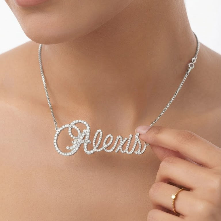 Moissanite Diamond Custom Name Pendant
