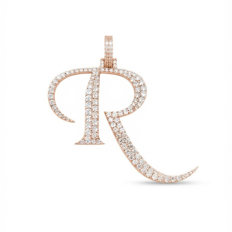Custom "R" Letter Diamond Pendant