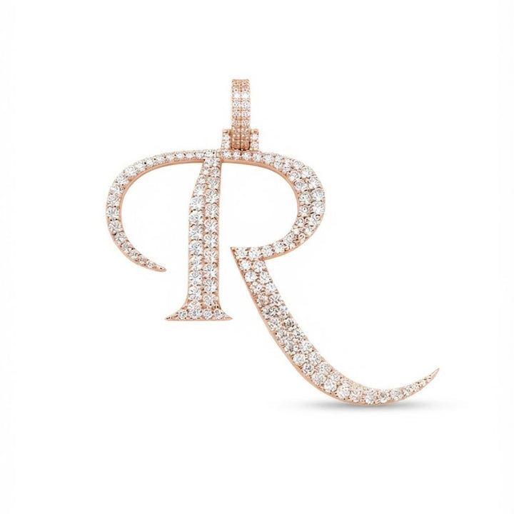 Custom "R" Letter Diamond Pendant