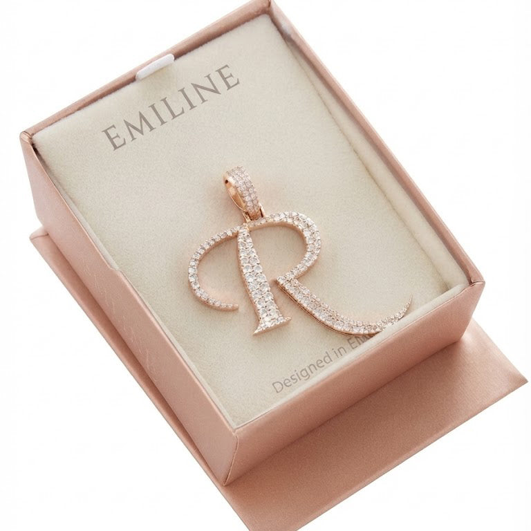 Custom "R" Letter Diamond Pendant