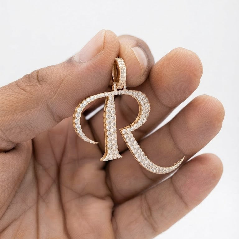 Custom "R" Letter Diamond Pendant