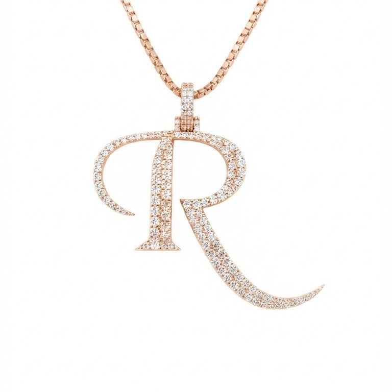 Custom "R" Letter Diamond Pendant