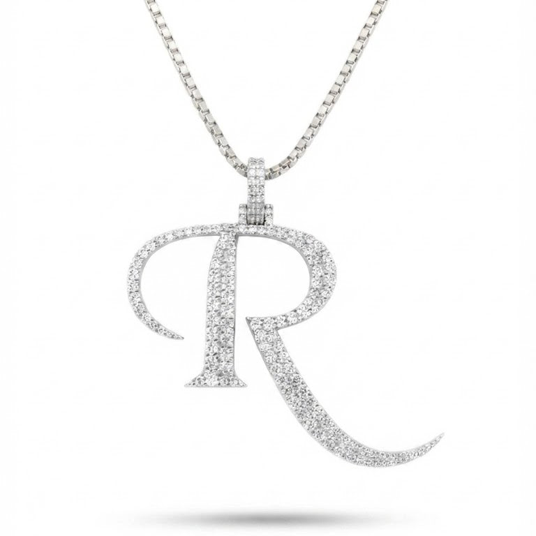 Custom "R" Letter Diamond Pendant