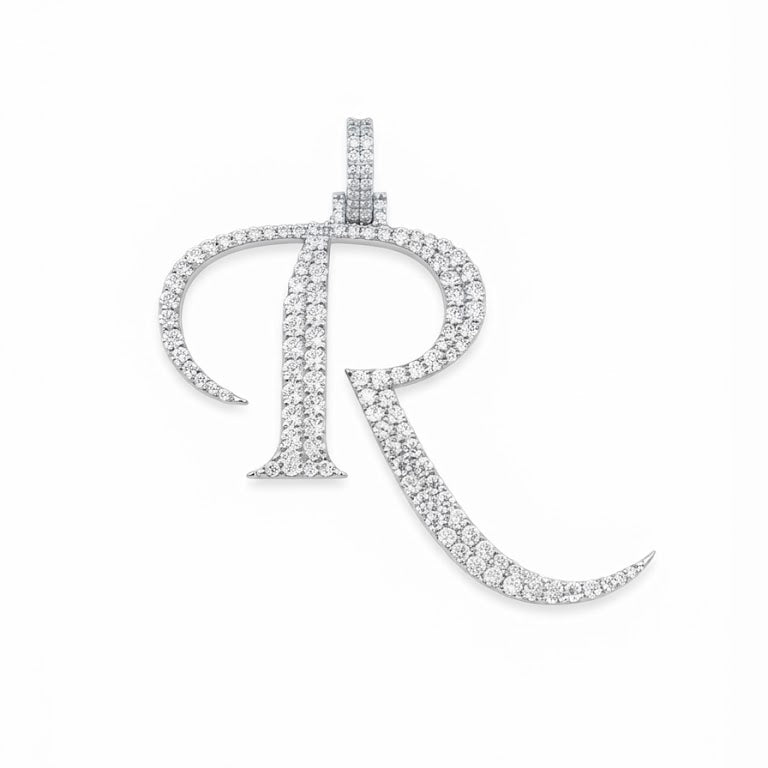 Custom "R" Letter Diamond Pendant