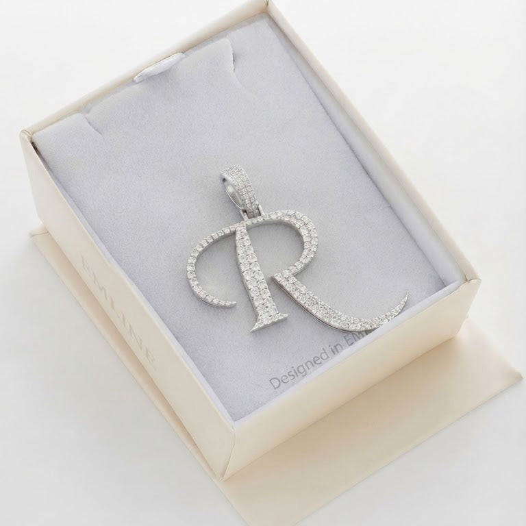 Custom "R" Letter Diamond Pendant