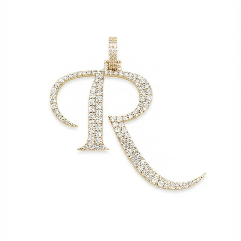 Custom "R" Letter Diamond Pendant