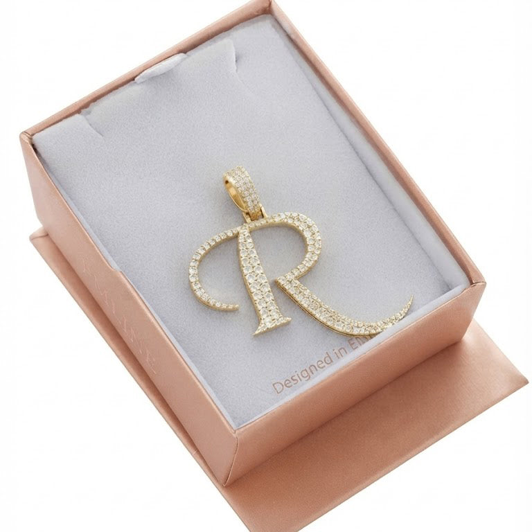 Custom "R" Letter Diamond Pendant
