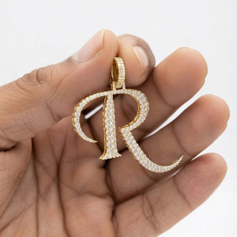 Custom "R" Letter Diamond Pendant