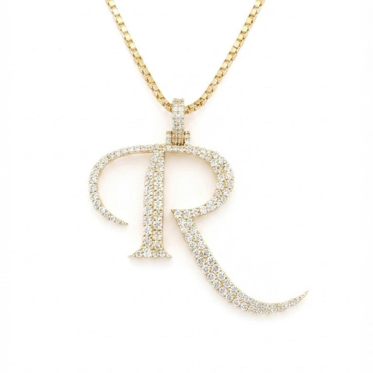 Custom "R" Letter Diamond Pendant
