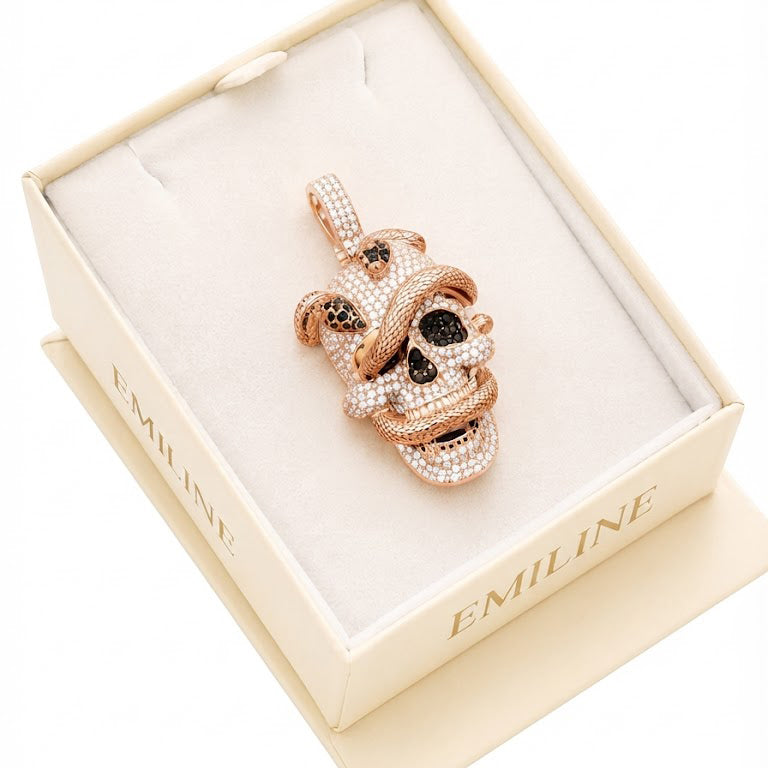 Skull Diamond Pendant With Snake Pattern