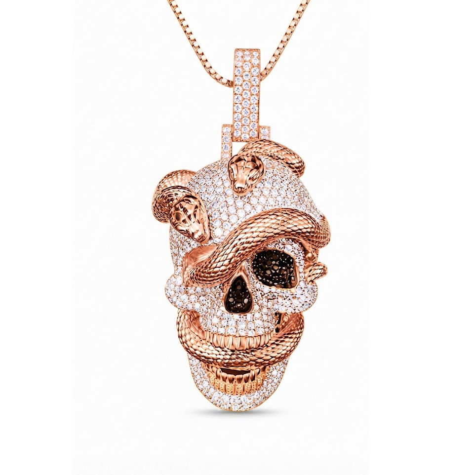 Skull Diamond Pendant With Snake Pattern