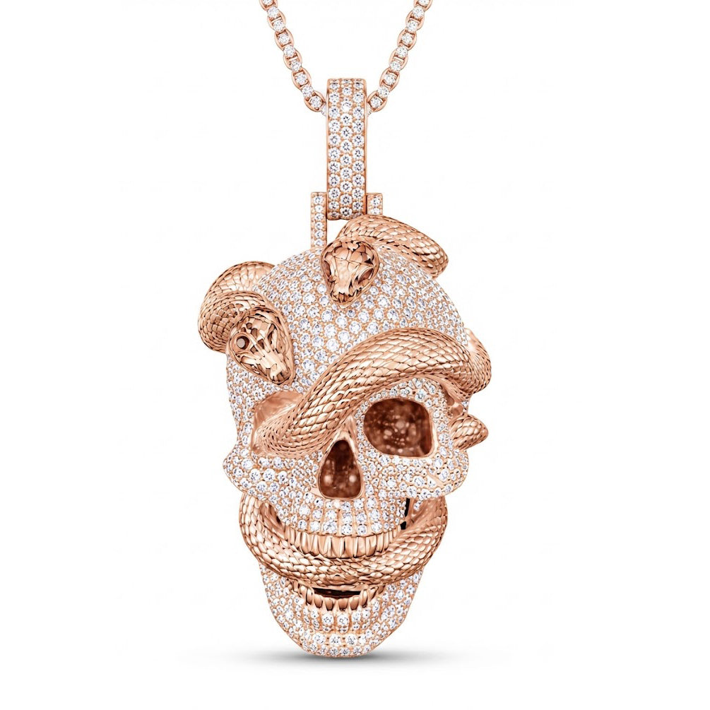 Skull Diamond Pendant With Snake Pattern