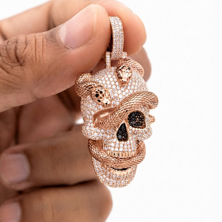 Skull Diamond Pendant With Snake Pattern