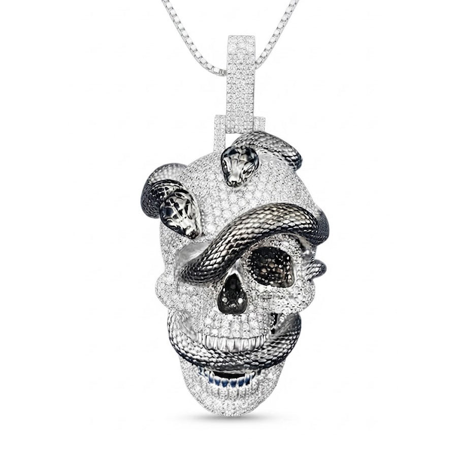 Skull Diamond Pendant With Snake Pattern