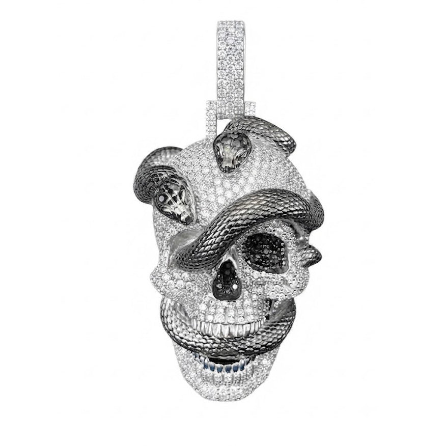 Skull Diamond Pendant With Snake Pattern