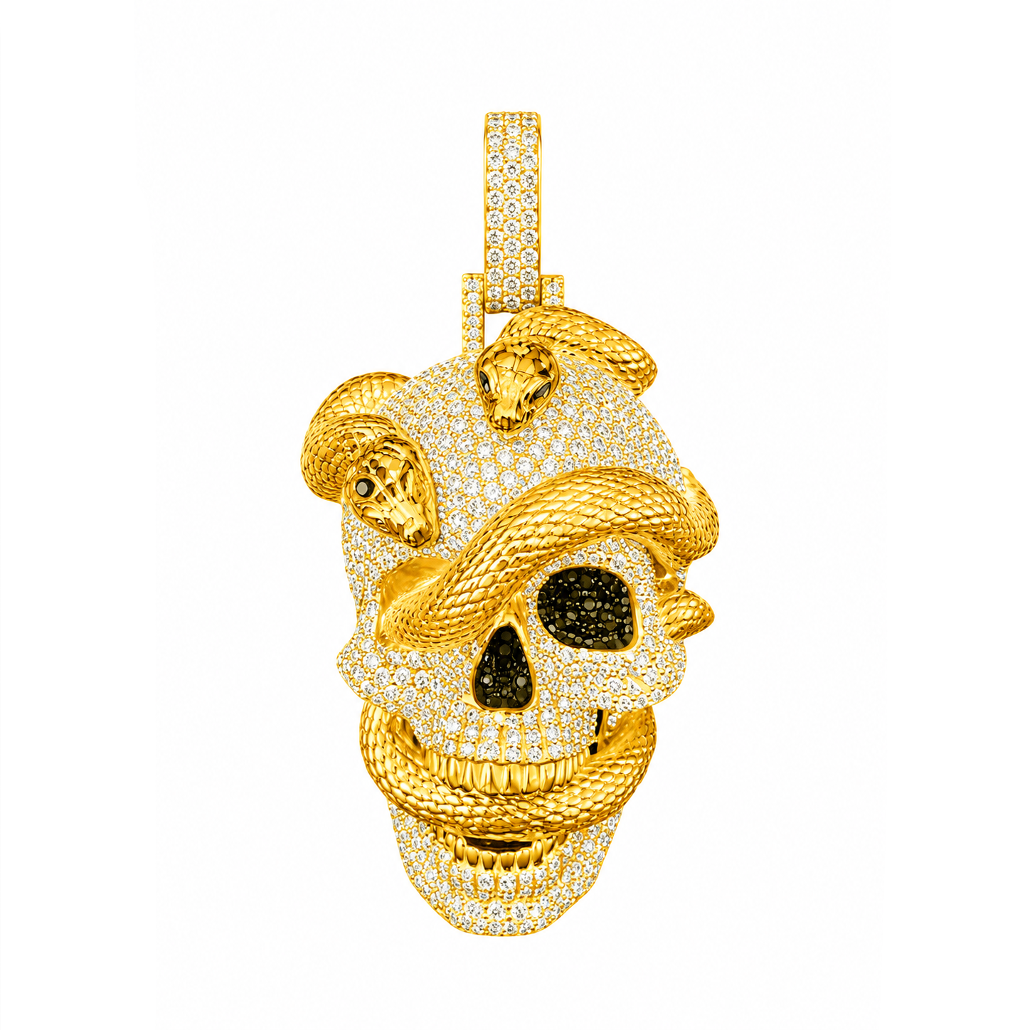 Skull Diamond Pendant With Snake Pattern