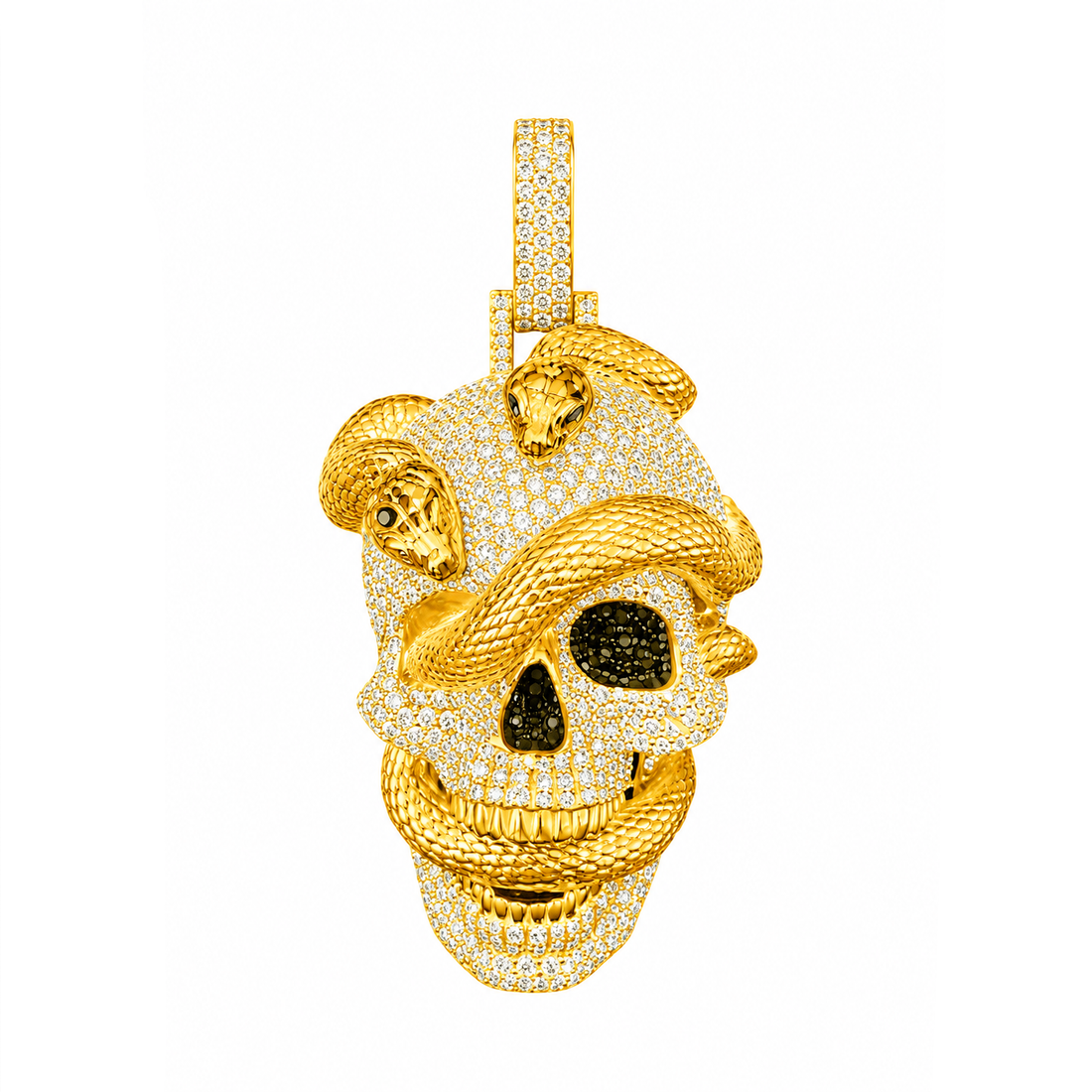 Skull Diamond Pendant With Snake Pattern