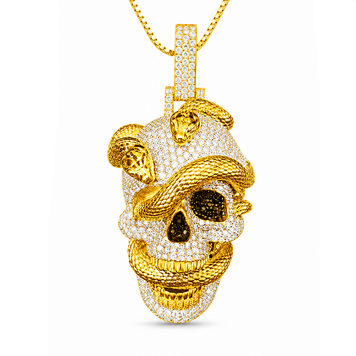 Skull Diamond Pendant With Snake Pattern