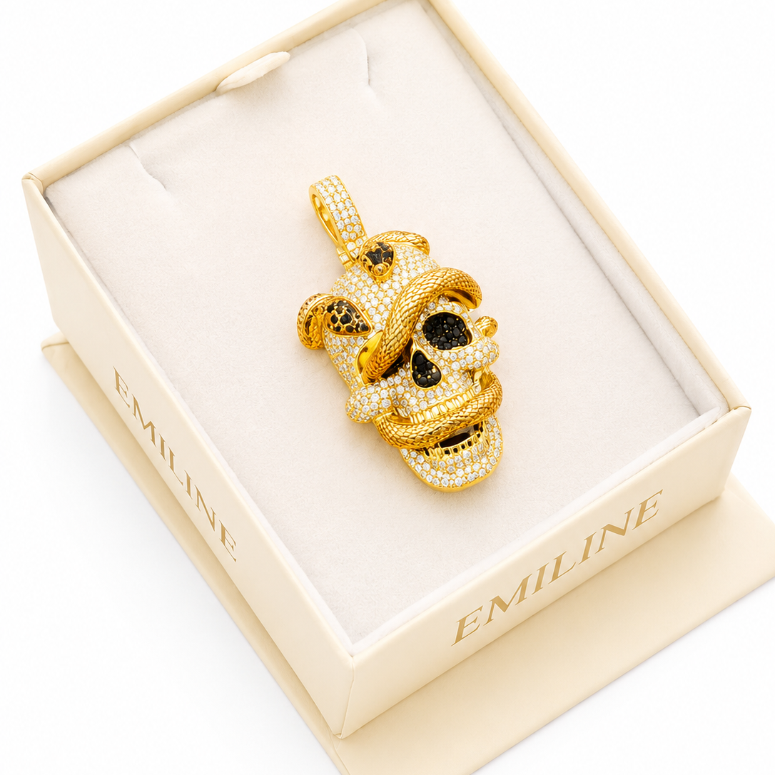 Skull Diamond Pendant With Snake Pattern