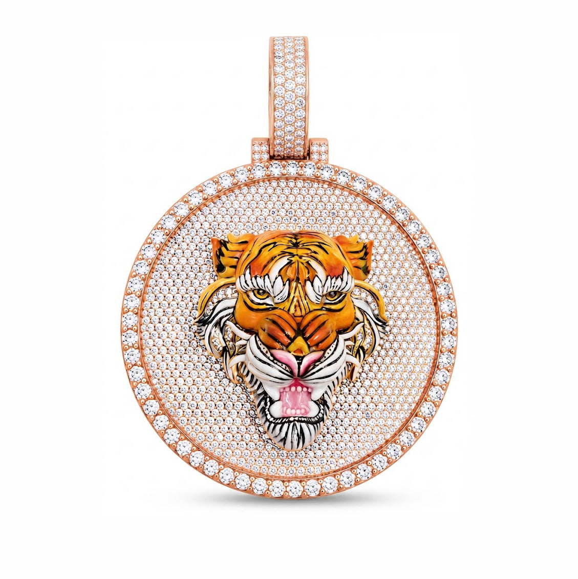 Tiger Head Medallion Diamond Pendant