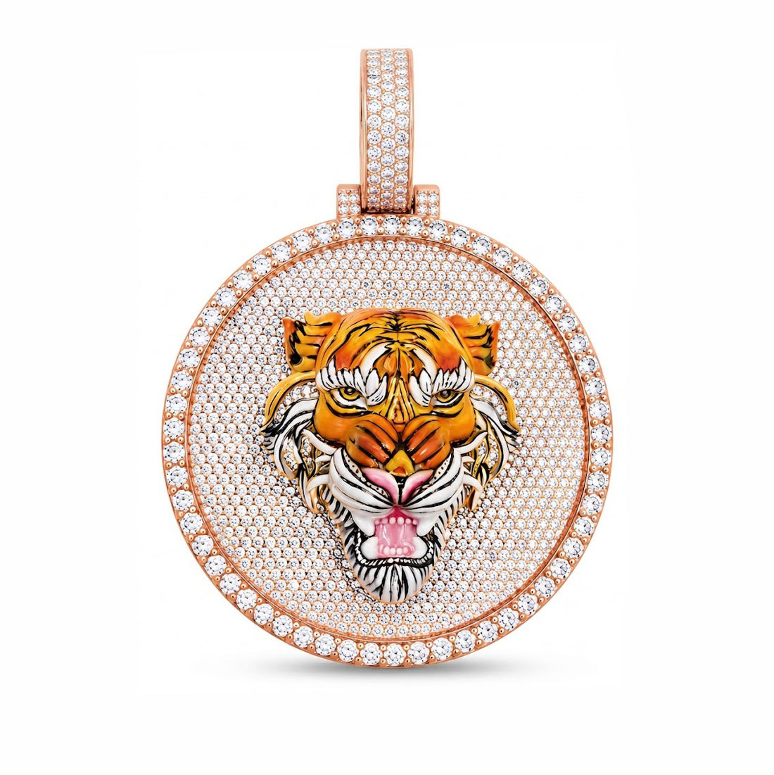 Tiger Head Medallion Diamond Pendant