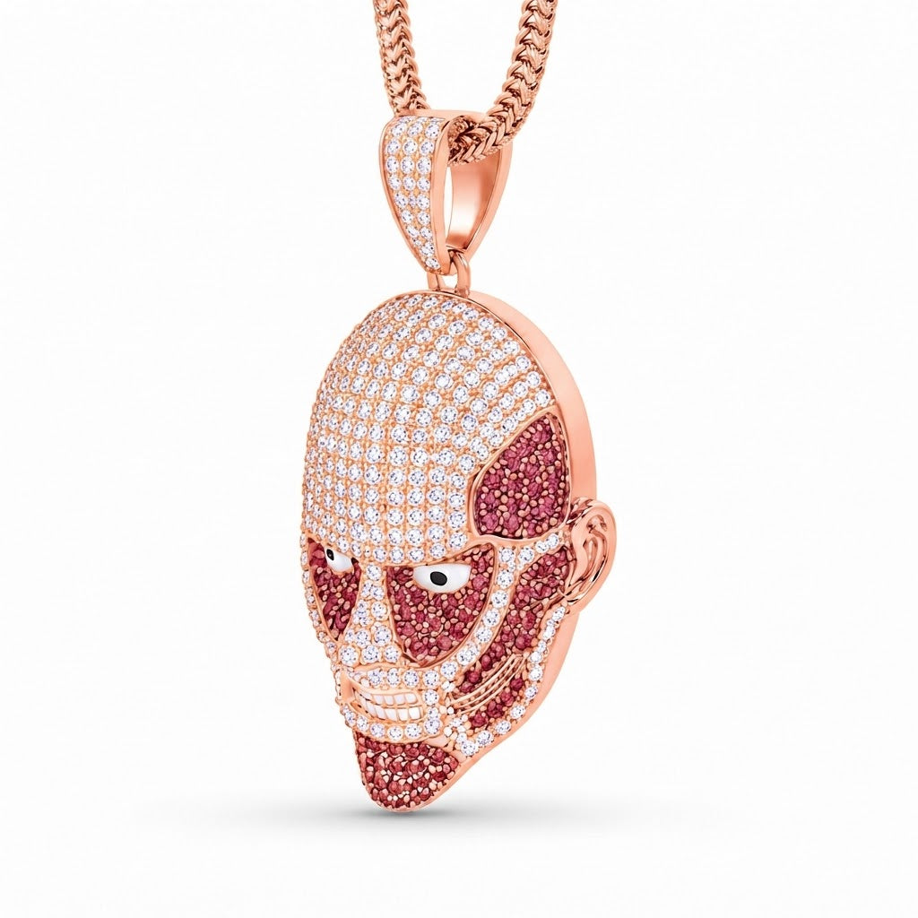 Mask Face Diamond Pendant with Red Stone Details