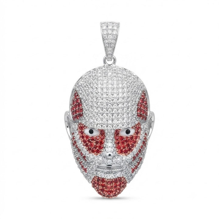 Mask Face Diamond Pendant with Red Stone Details