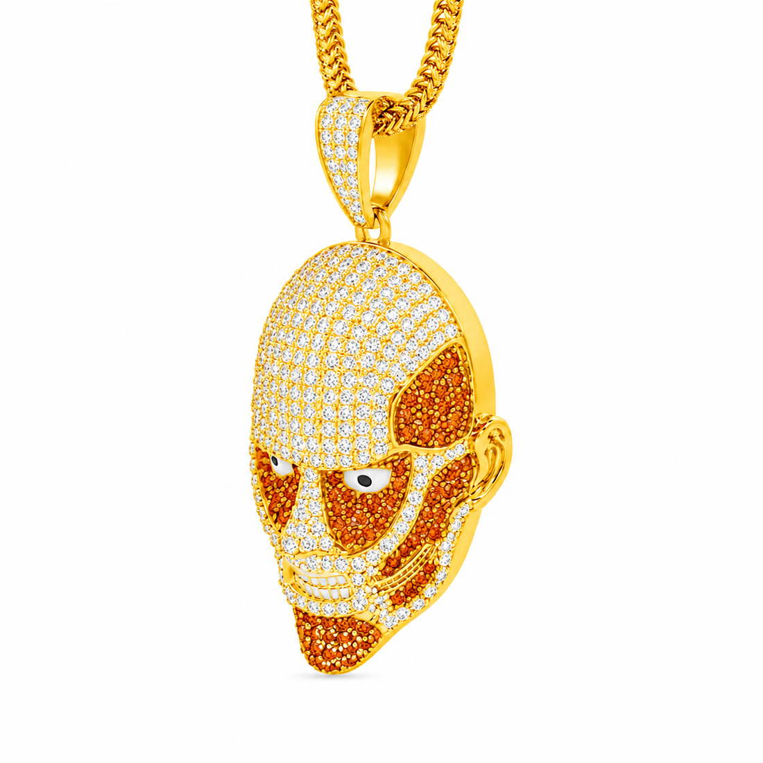 Mask Face Diamond Pendant with Red Stone Details