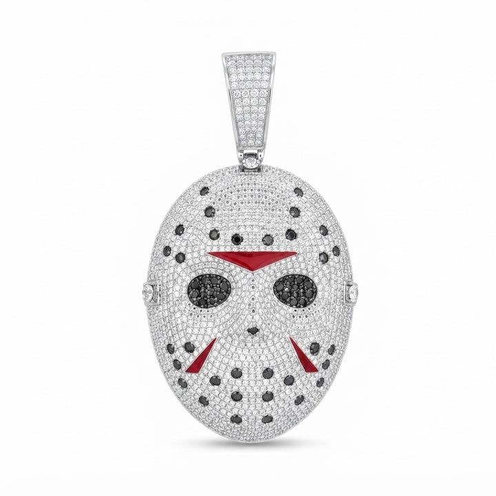 Hockey Mask Diamond Pendant with Black & Red Accents