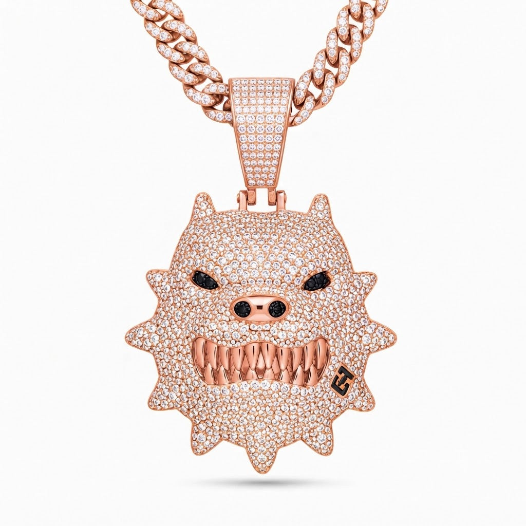 Fierce Monster Face Diamond Pendant