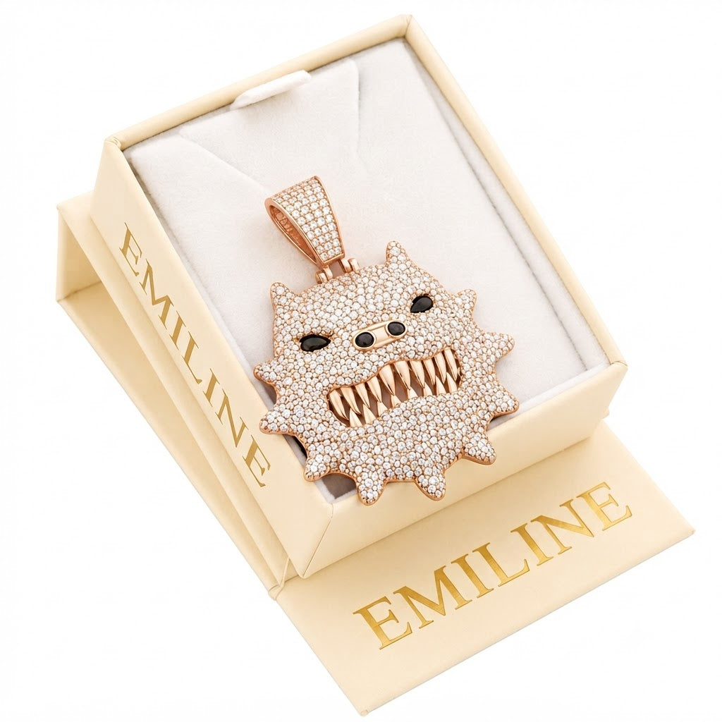 Fierce Monster Face Diamond Pendant