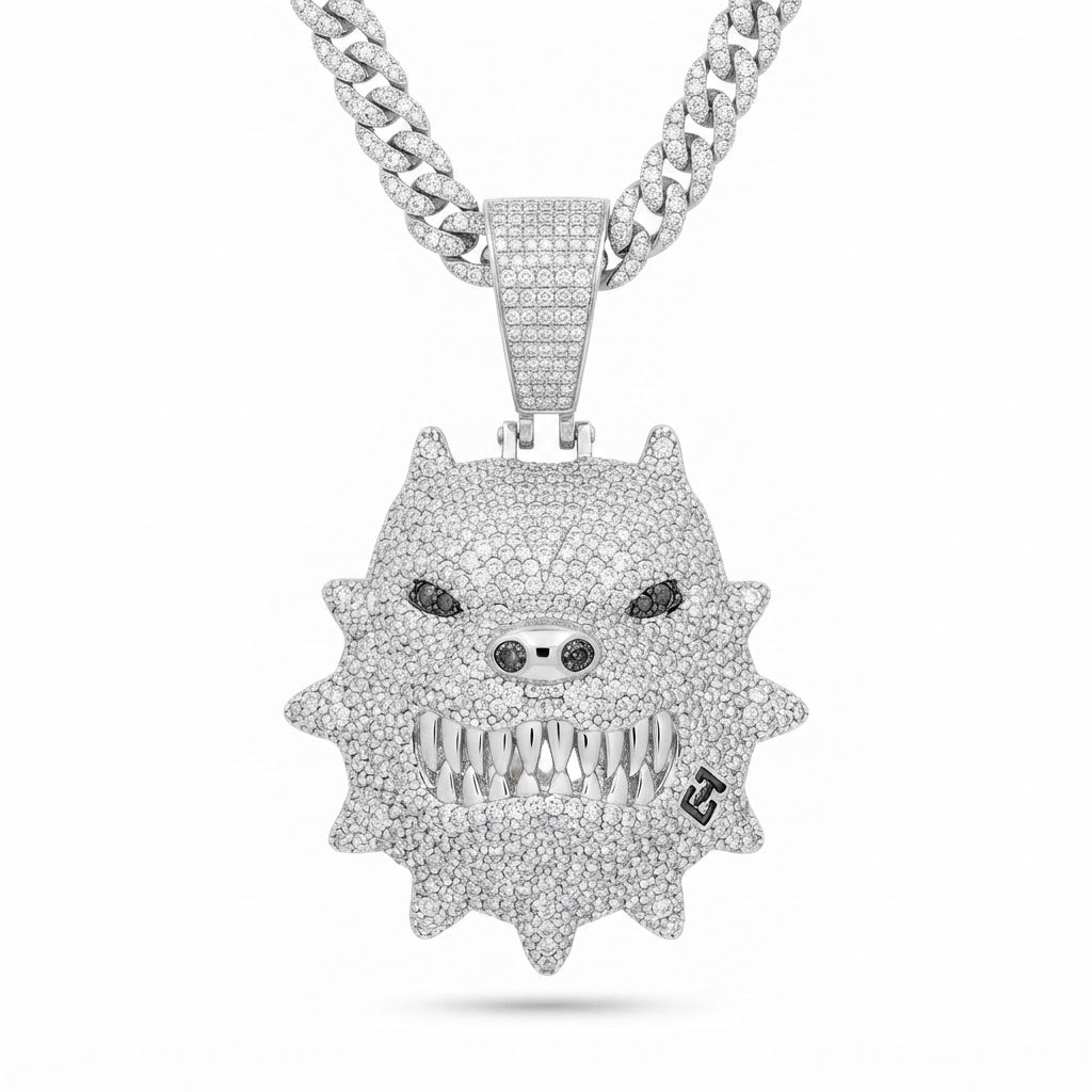 Fierce Monster Face Diamond Pendant