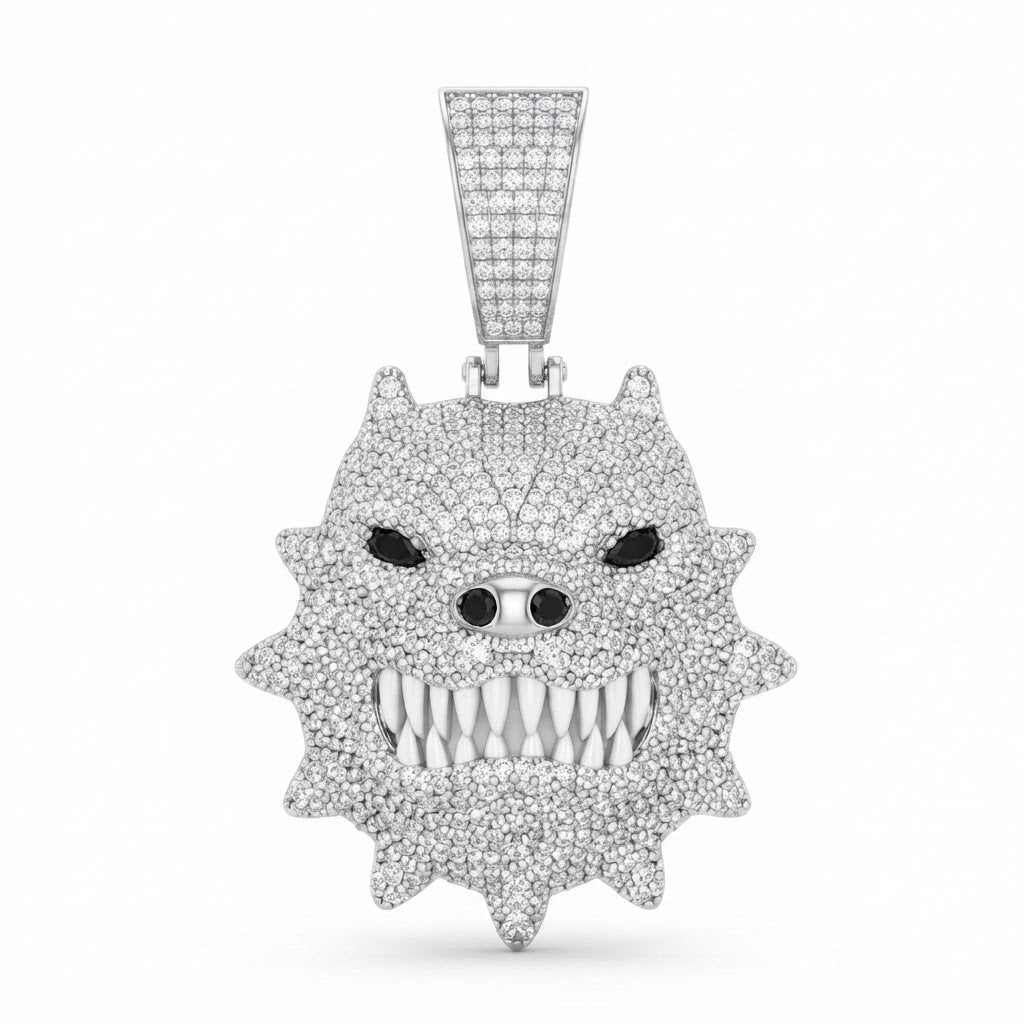 Fierce Monster Face Diamond Pendant