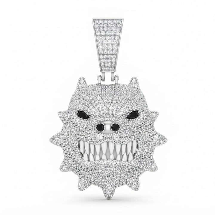 Fierce Monster Face Diamond Pendant