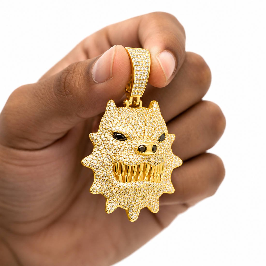 Fierce Monster Face Diamond Pendant