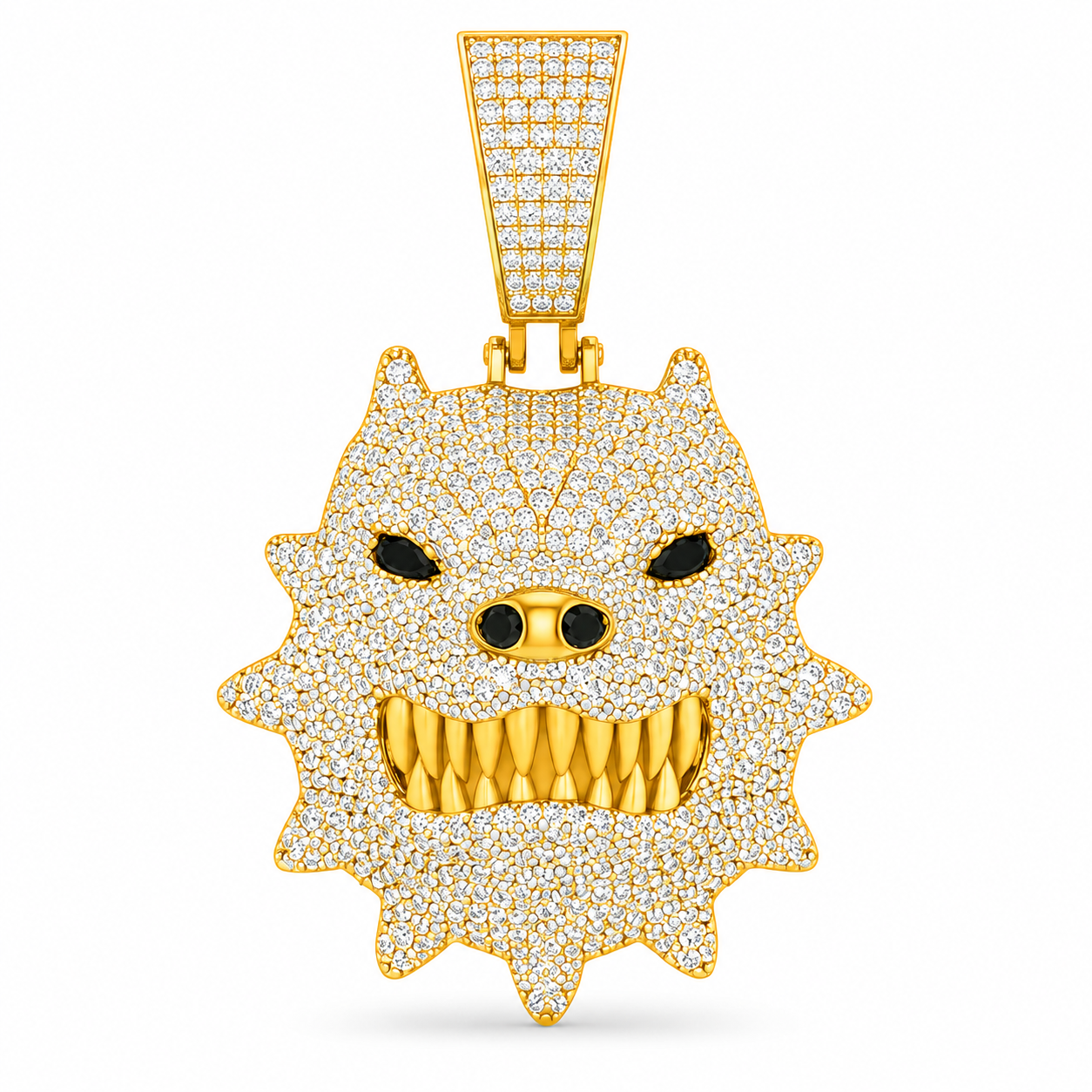 Fierce Monster Face Diamond Pendant