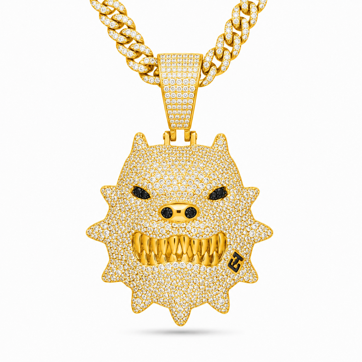Fierce Monster Face Diamond Pendant