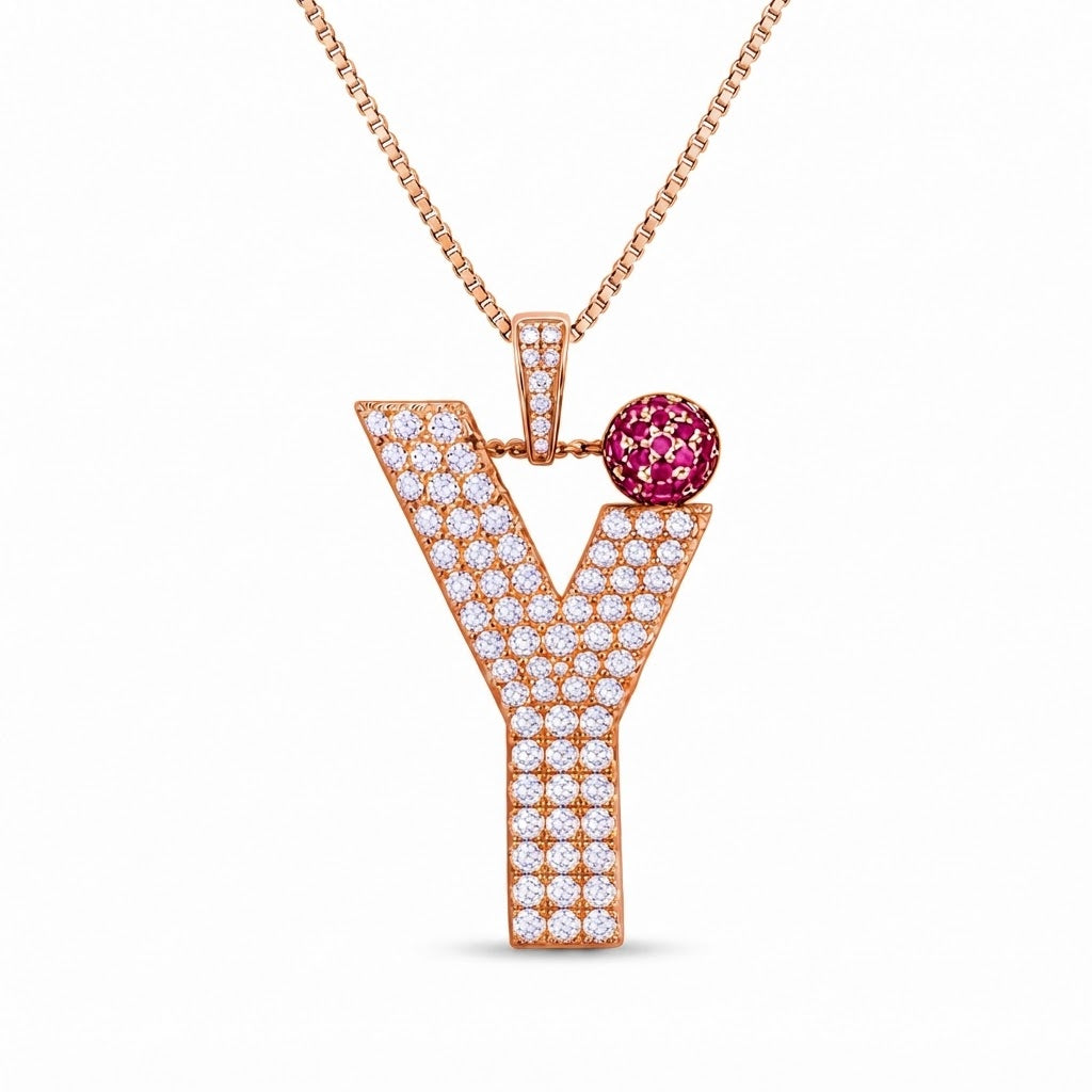 Y Letter Pendant with Ruby Ball