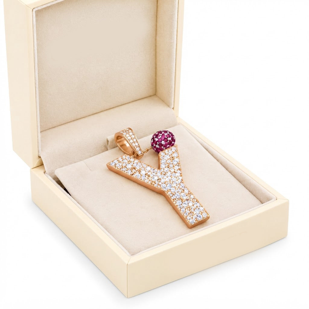 Y Letter Pendant with Ruby Ball