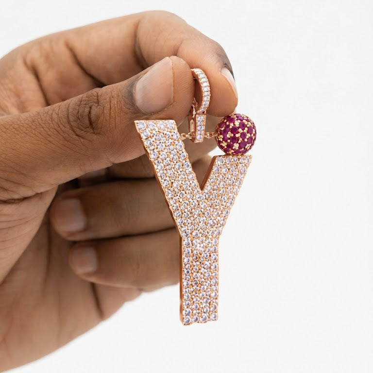Y Letter Pendant with Ruby Ball
