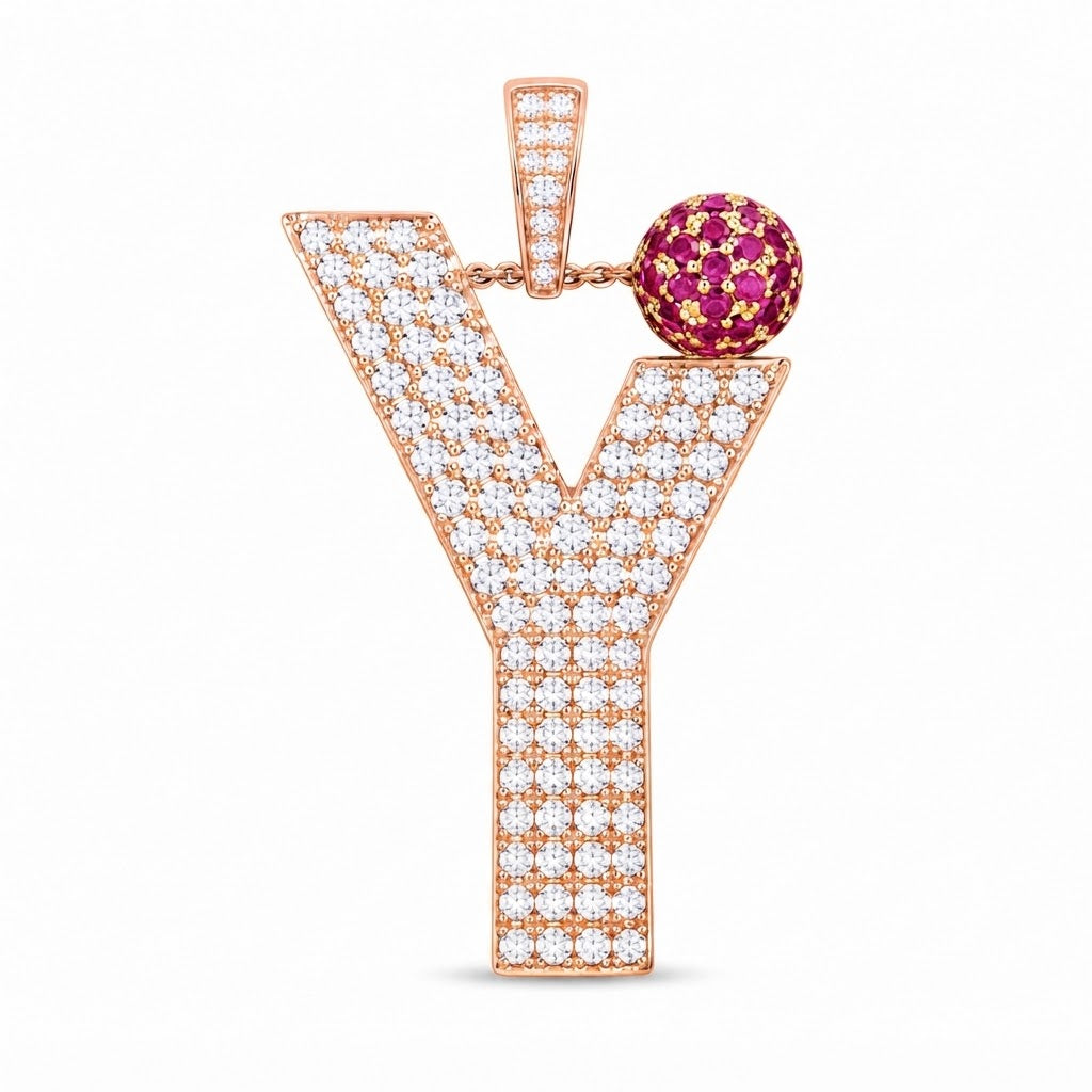 Y Letter Pendant with Ruby Ball