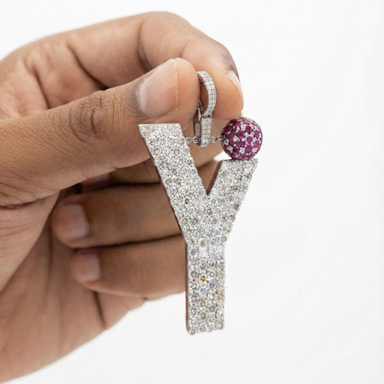 Y Letter Pendant with Ruby Ball