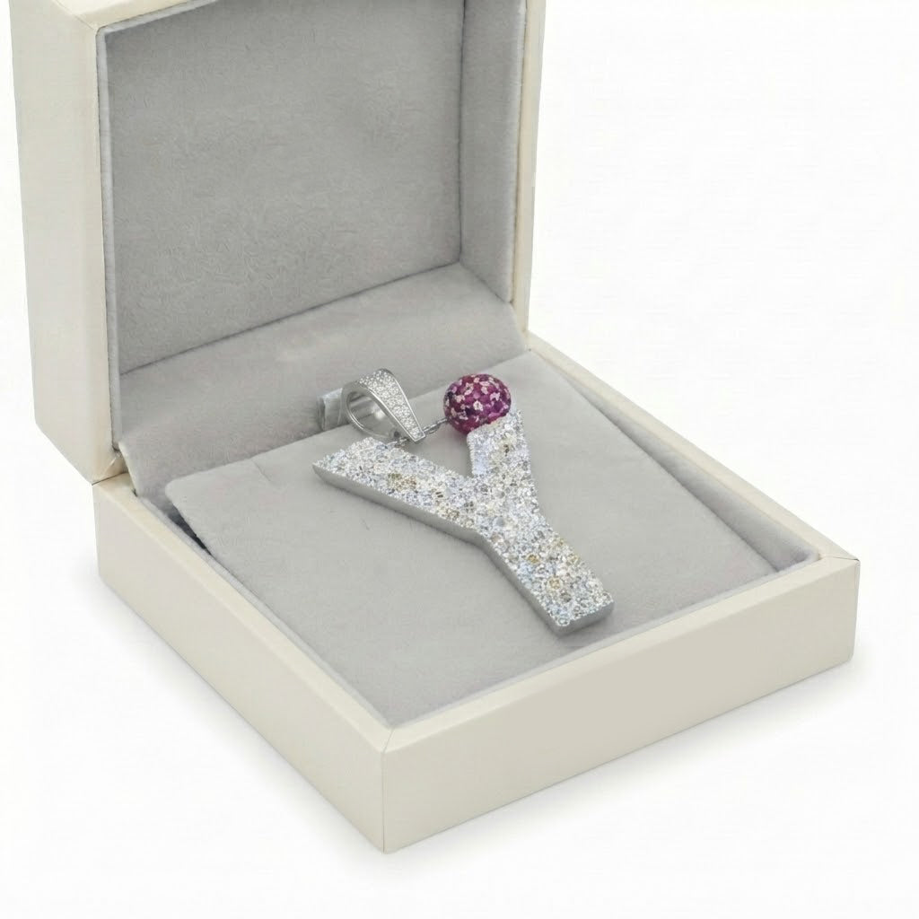 Y Letter Pendant with Ruby Ball