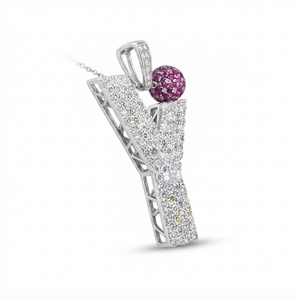 Y Letter Pendant with Ruby Ball