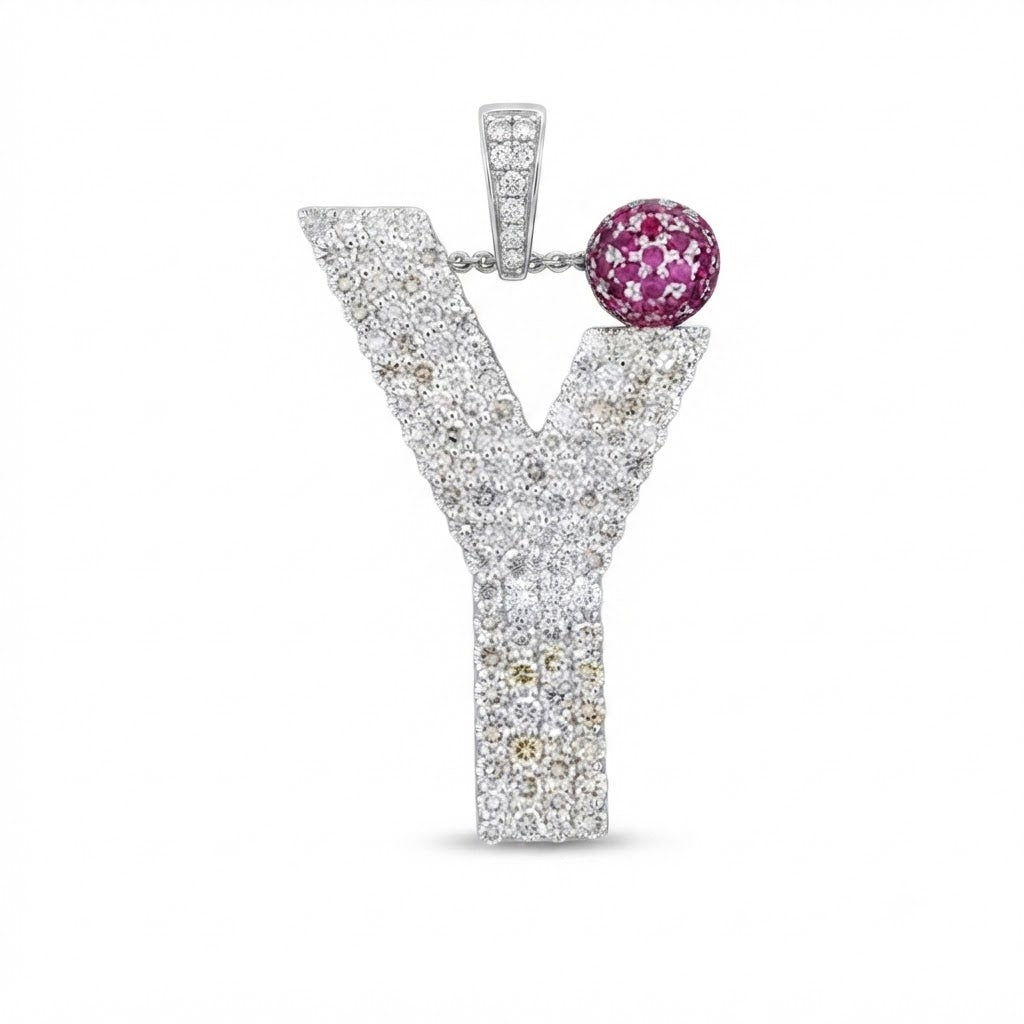 Y Letter Pendant with Ruby Ball