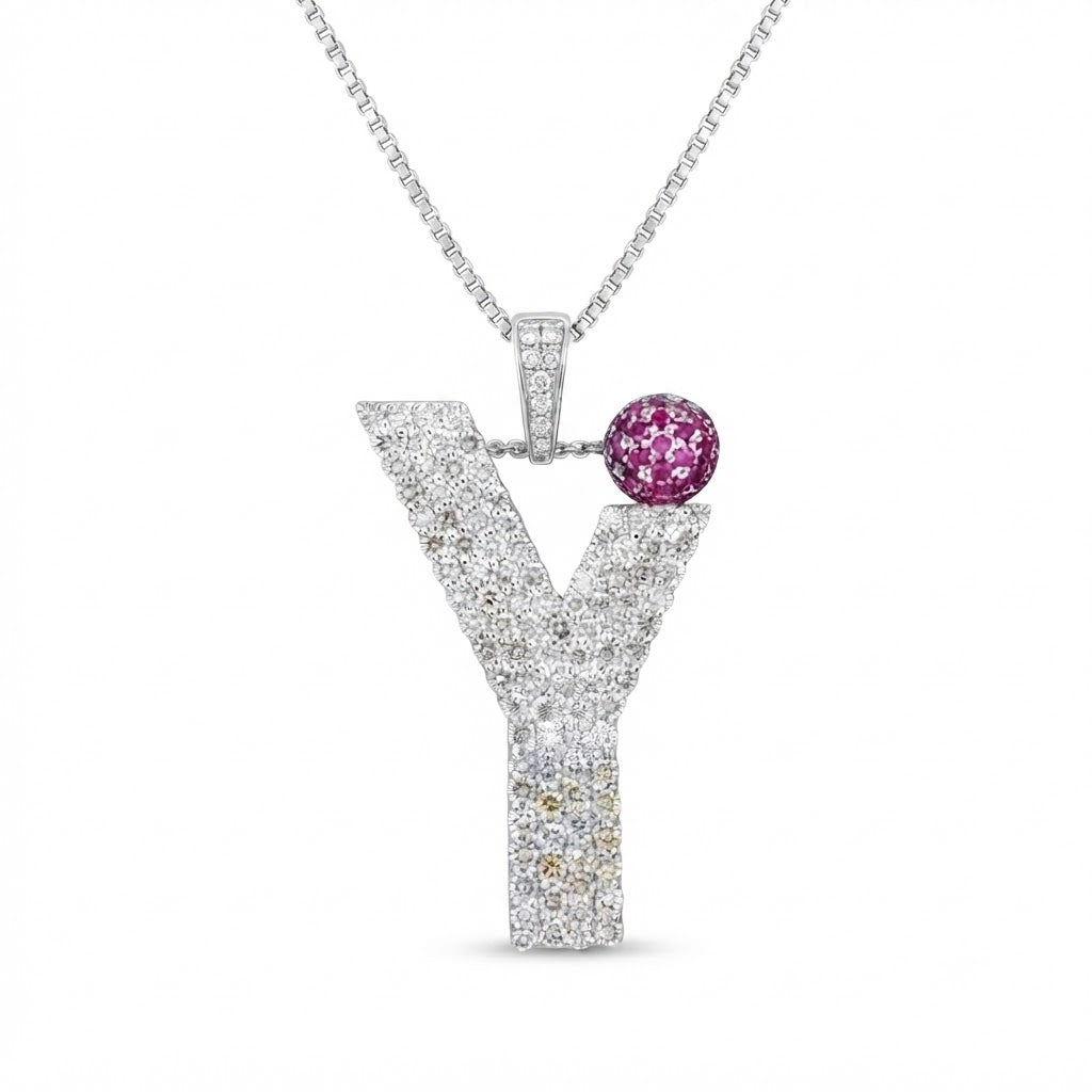 Y Letter Pendant with Ruby Ball