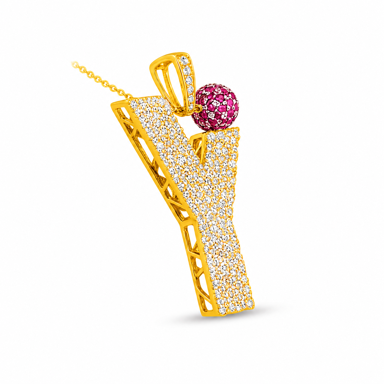 Y Letter Pendant with Ruby Ball