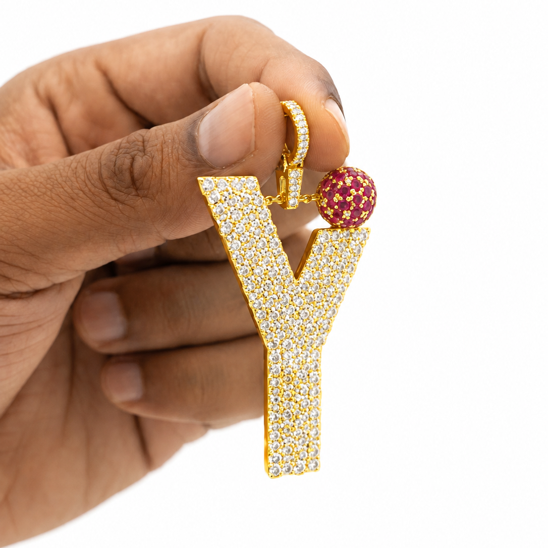Y Letter Pendant with Ruby Ball