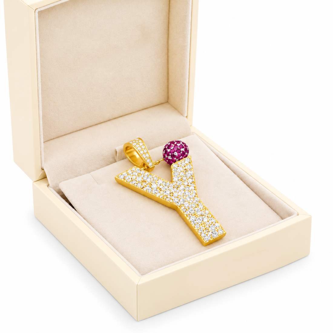 Y Letter Pendant with Ruby Ball