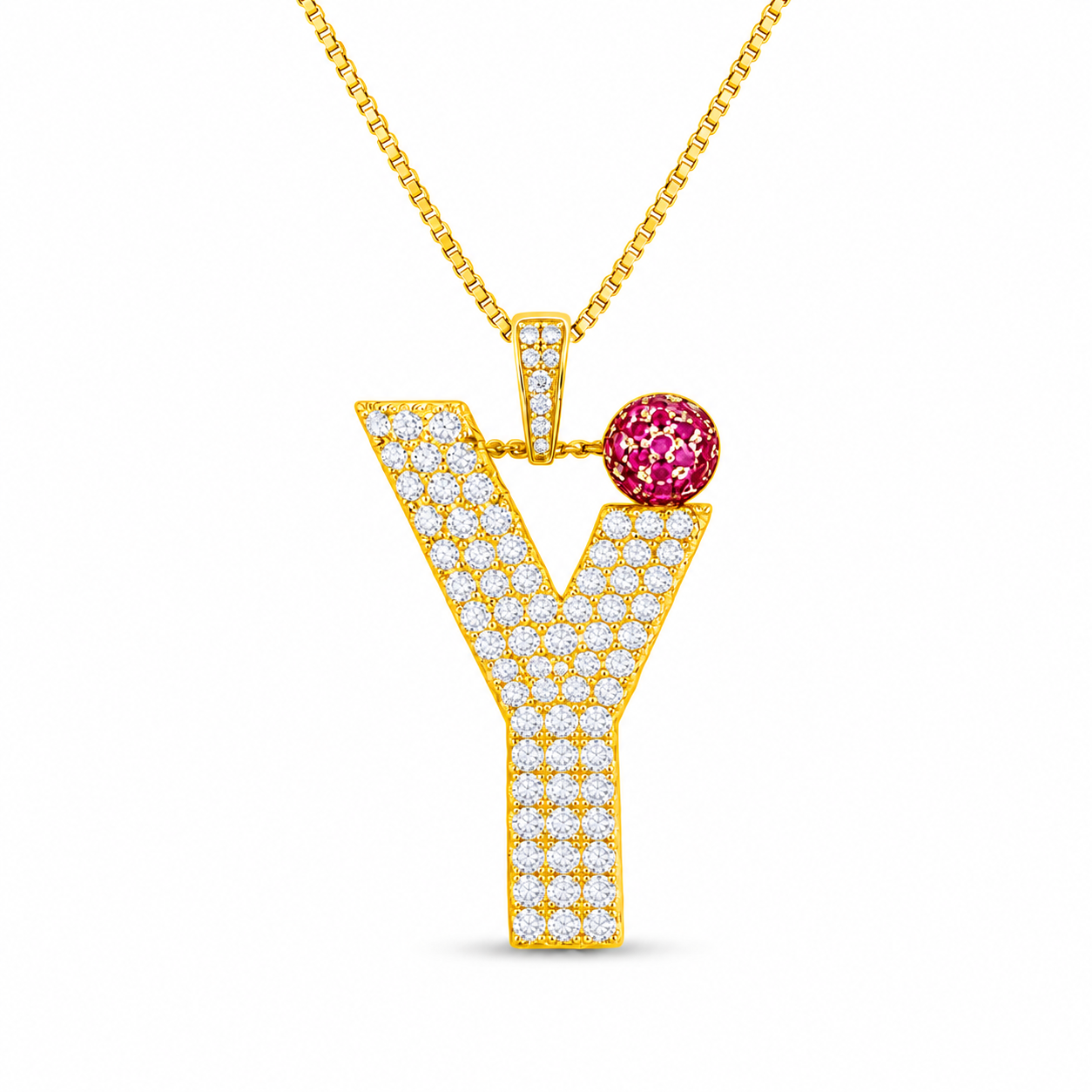 Y Letter Pendant with Ruby Ball